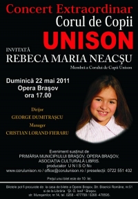 Concert extraordinar al Corului de Copii Unison la Opera Brasov