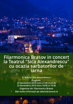 Filarmonica Brasov in concert la Teatrul "Sica Alexandrescu" cu ocazia sarbatorilor de iarna